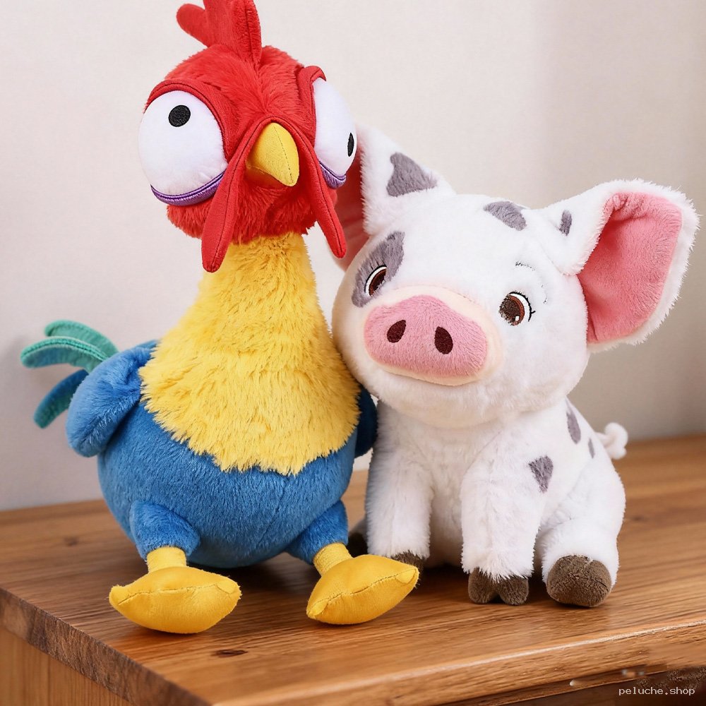 Peluches Heihei & Pua de Vaiana - Compagnons douillets