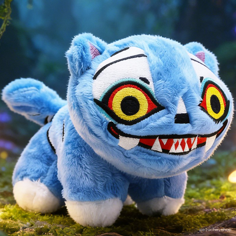 Peluche Monstre Bleu Souriant - Jouet Unique & Câlin
