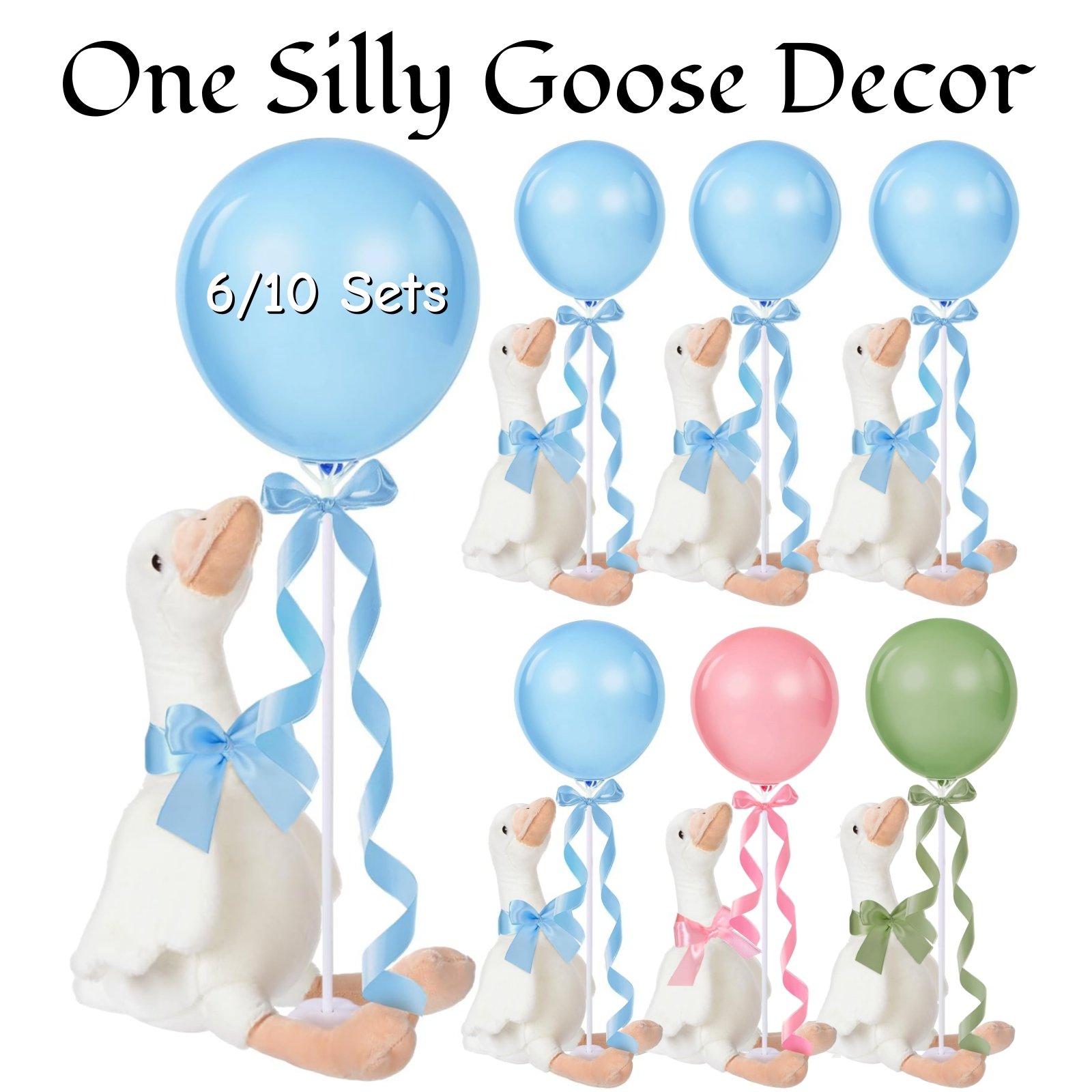 Décoration Oie en Peluche avec Ballon - Baptême & Fête