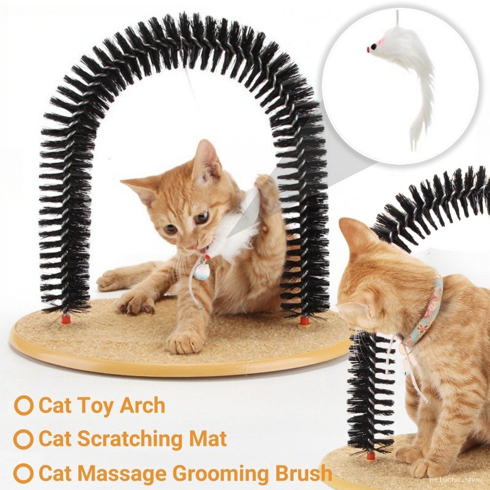Arche de jeu, griffoir et brosse massage pour chat