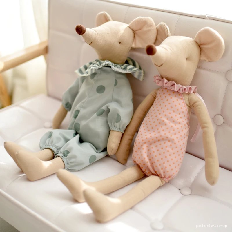 Peluches Souris Vintage en Tissu | Jouets Doux et Charmants