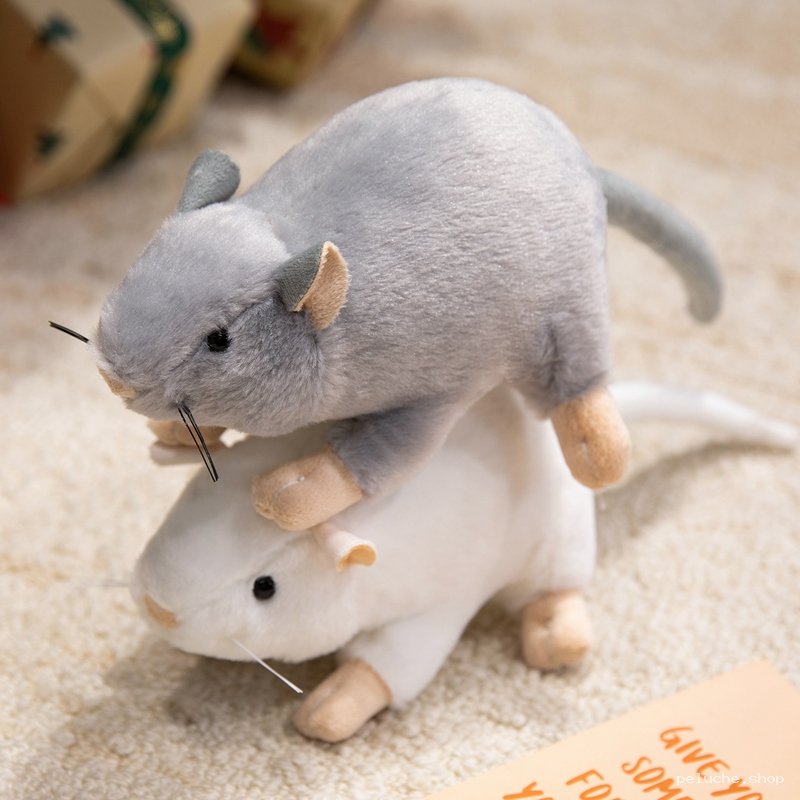 Duo Peluches Souris Grise & Blanche | Doudous Ultra Doux