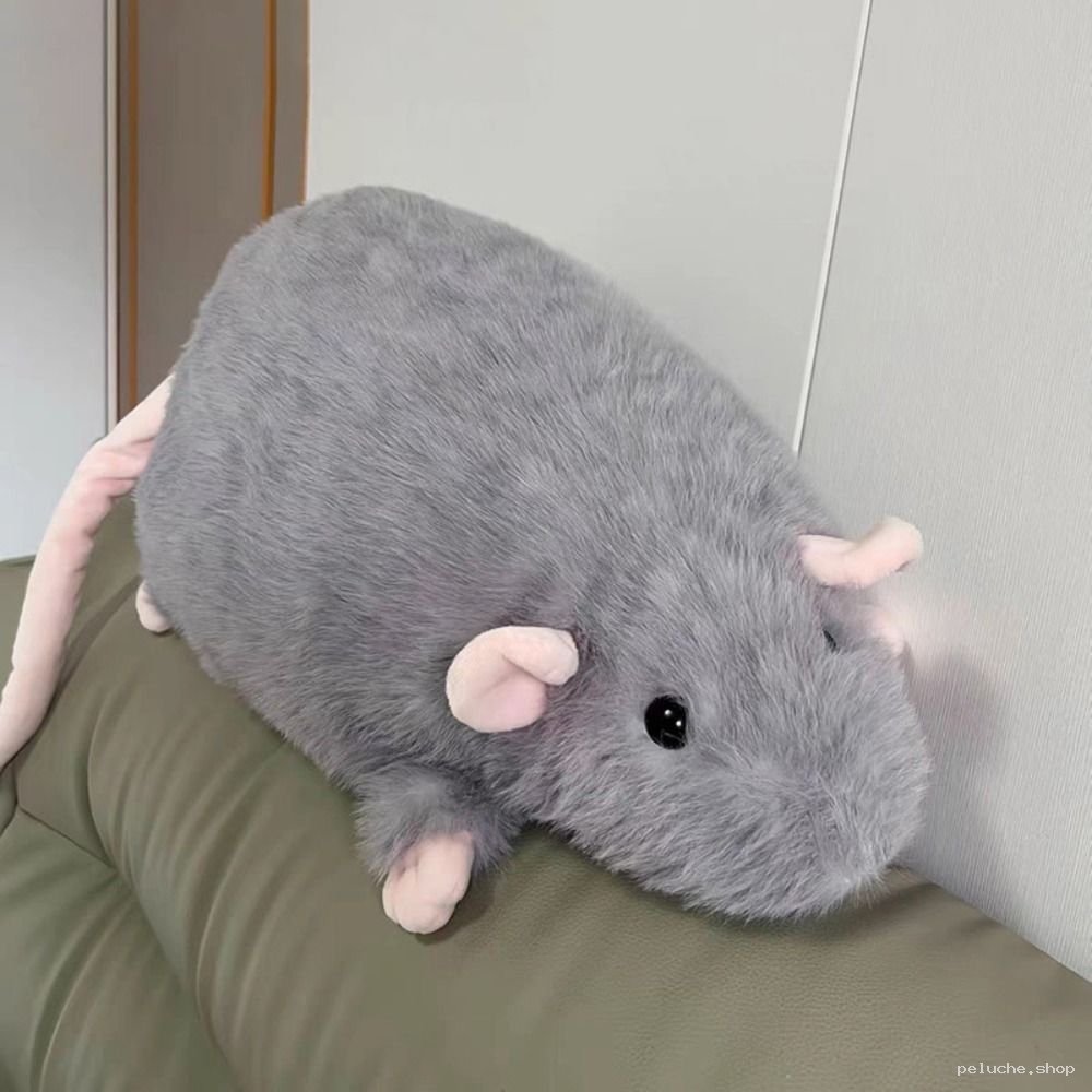 Grande Peluche Rat Gris Kawaii - Douceur et Confort Absolu