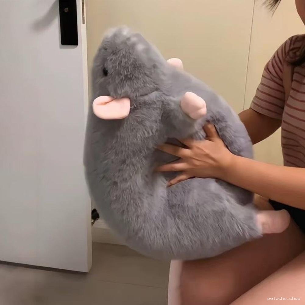 Peluche Rat Géante Grise Douce | Doudou Confortable & Câlin