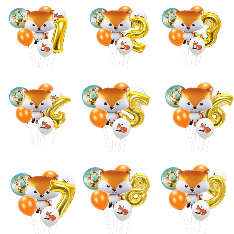 Kit ballons renard anniversaire chiffres 1-9 - Décoration fête