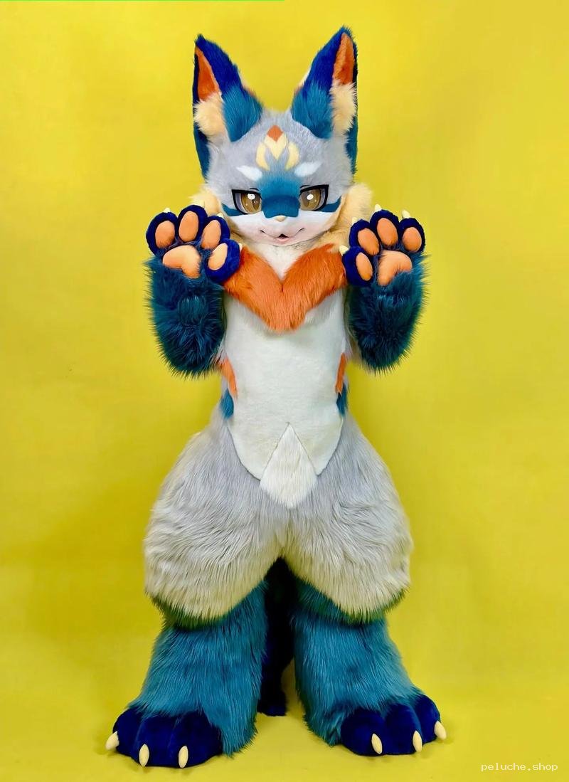 Costume Furry Renard Bleu Orange - Déguisement Animal Cosplay