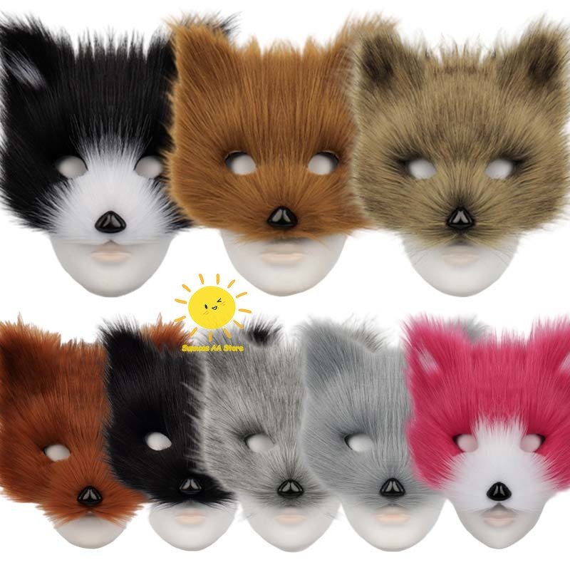 Masques Animaux Fausse Fourrure - Renard Loup Cosplay Fête