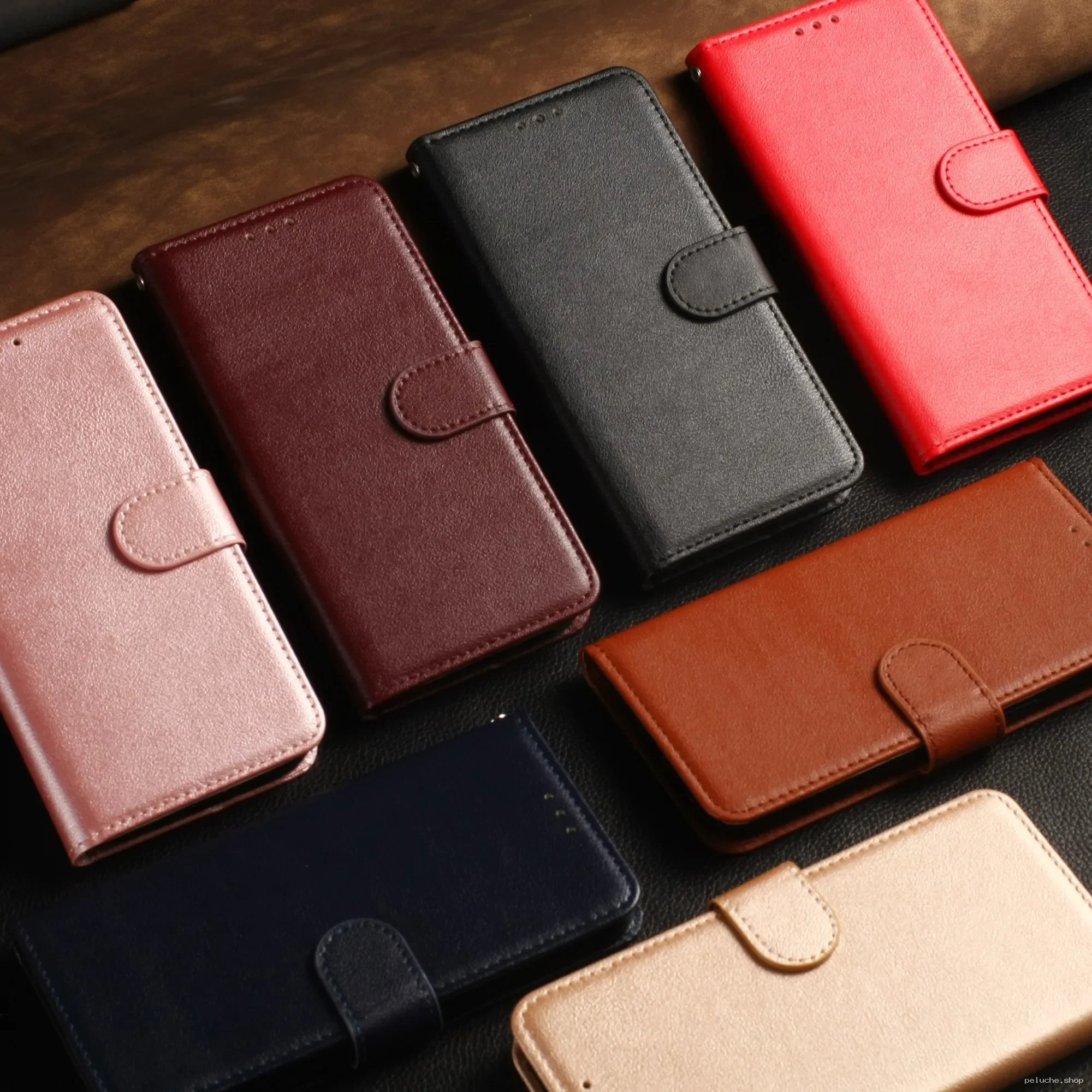 Étuis Portefeuille Simili Cuir Élégants pour Smartphone