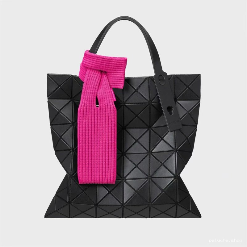 Sac cabas géométrique noir & écharpe rose - Élégance moderne