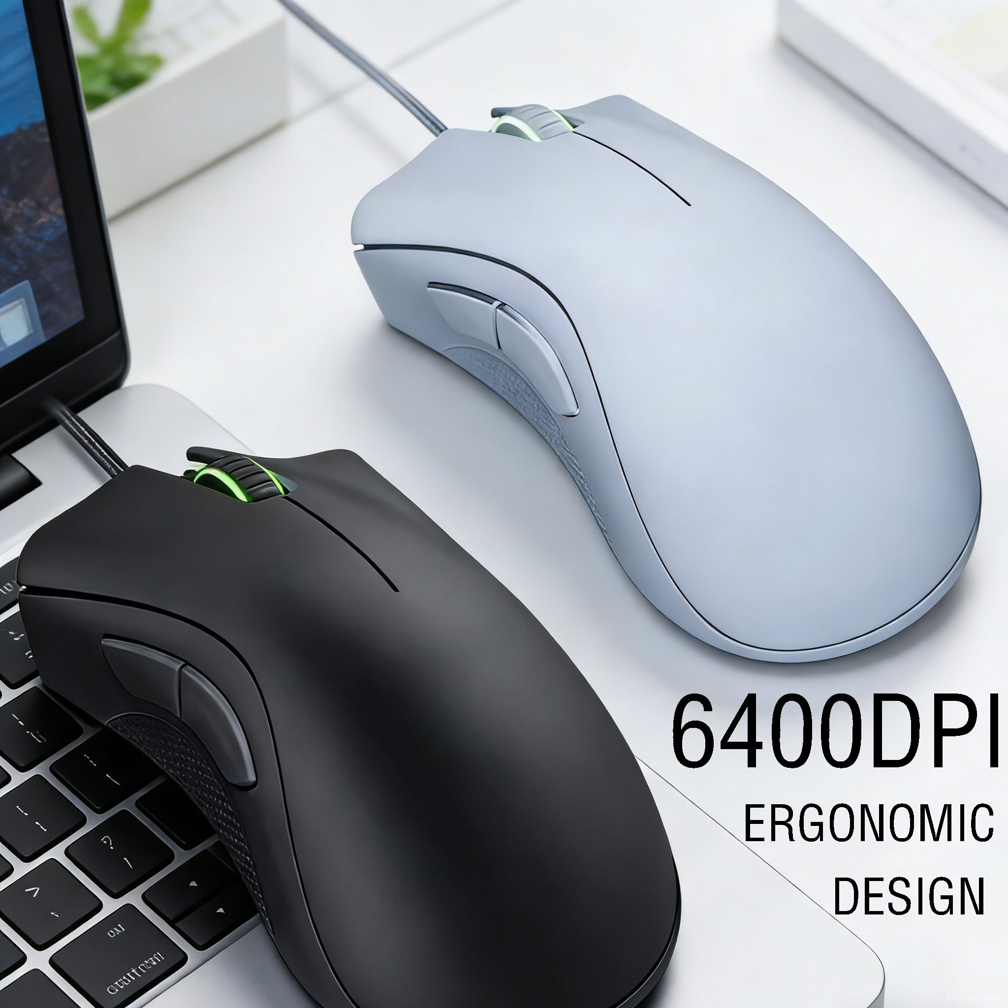 Souris Gaming Filaire 6400 DPI - Design Ergonomique Noir/Gris