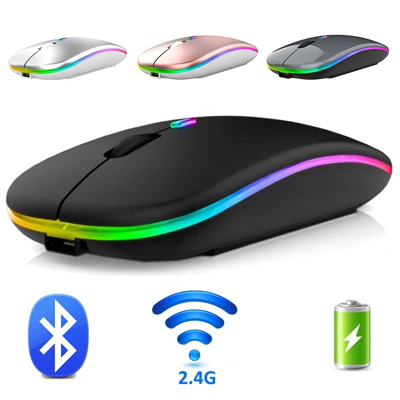 Souris sans fil RGB | Bluetooth 2.4G | Rechargeable Design Slim