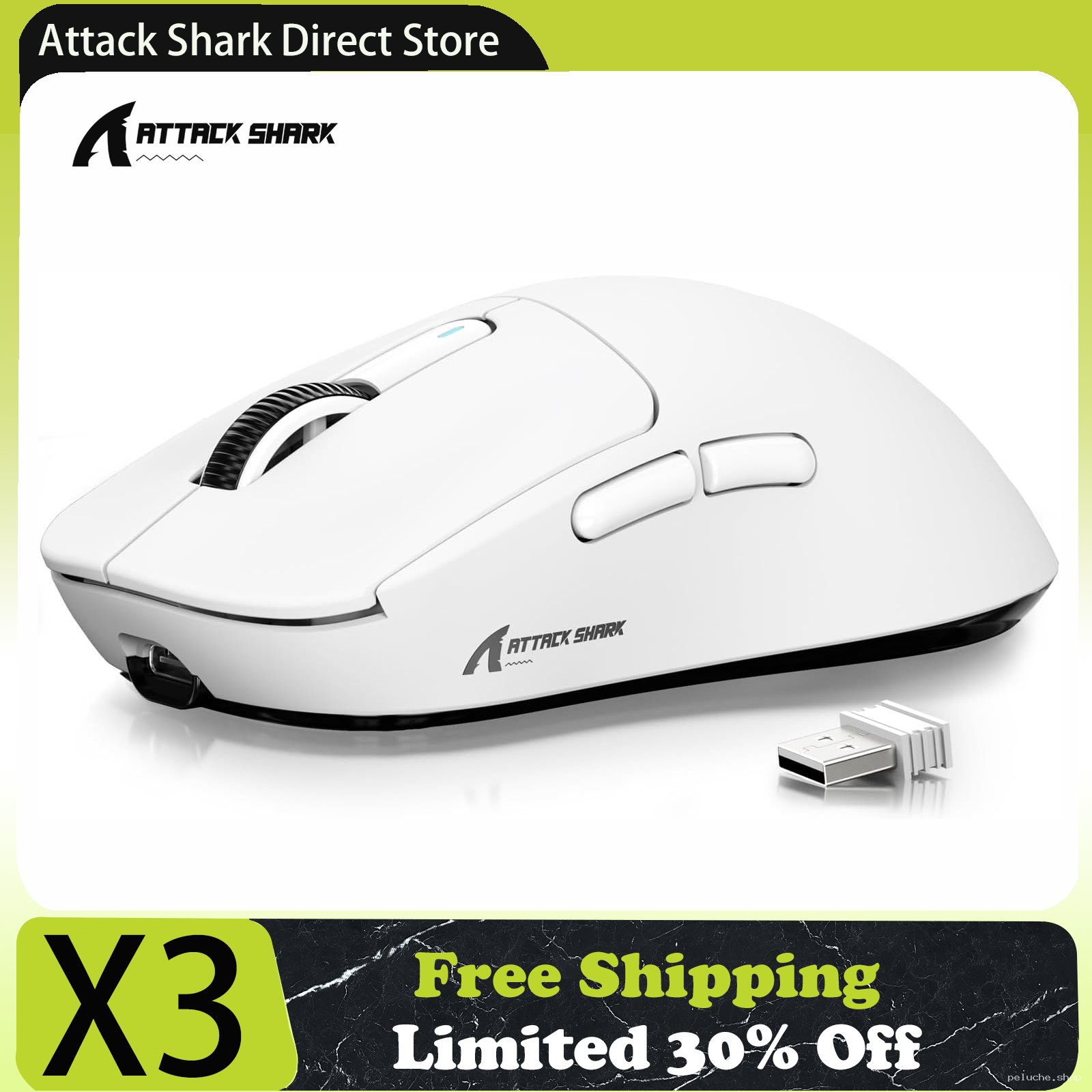 Souris sans fil Attack Shark X3 blanche - Gaming & Bureau