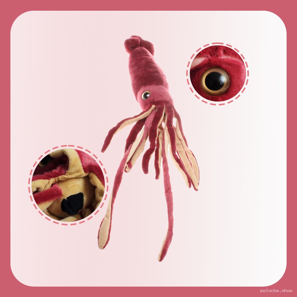 Peluche Calmar Géant Doux - Peluche Pieuvre Rouge Réaliste