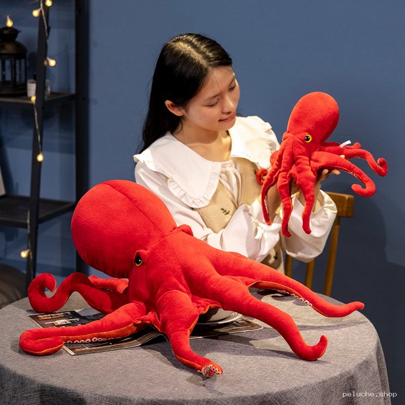 Peluche Pieuvre Rouge Géante et Petite - Douce et Adorable