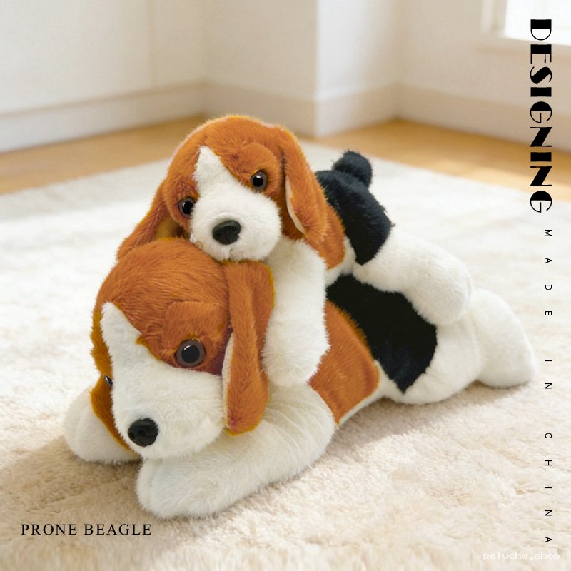 Peluche Beagle Réaliste Duo - Confort et Tendresse Assurés