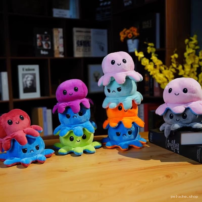 Peluche Pieuvre Réversible Humeur | Jouet Doux et Coloré