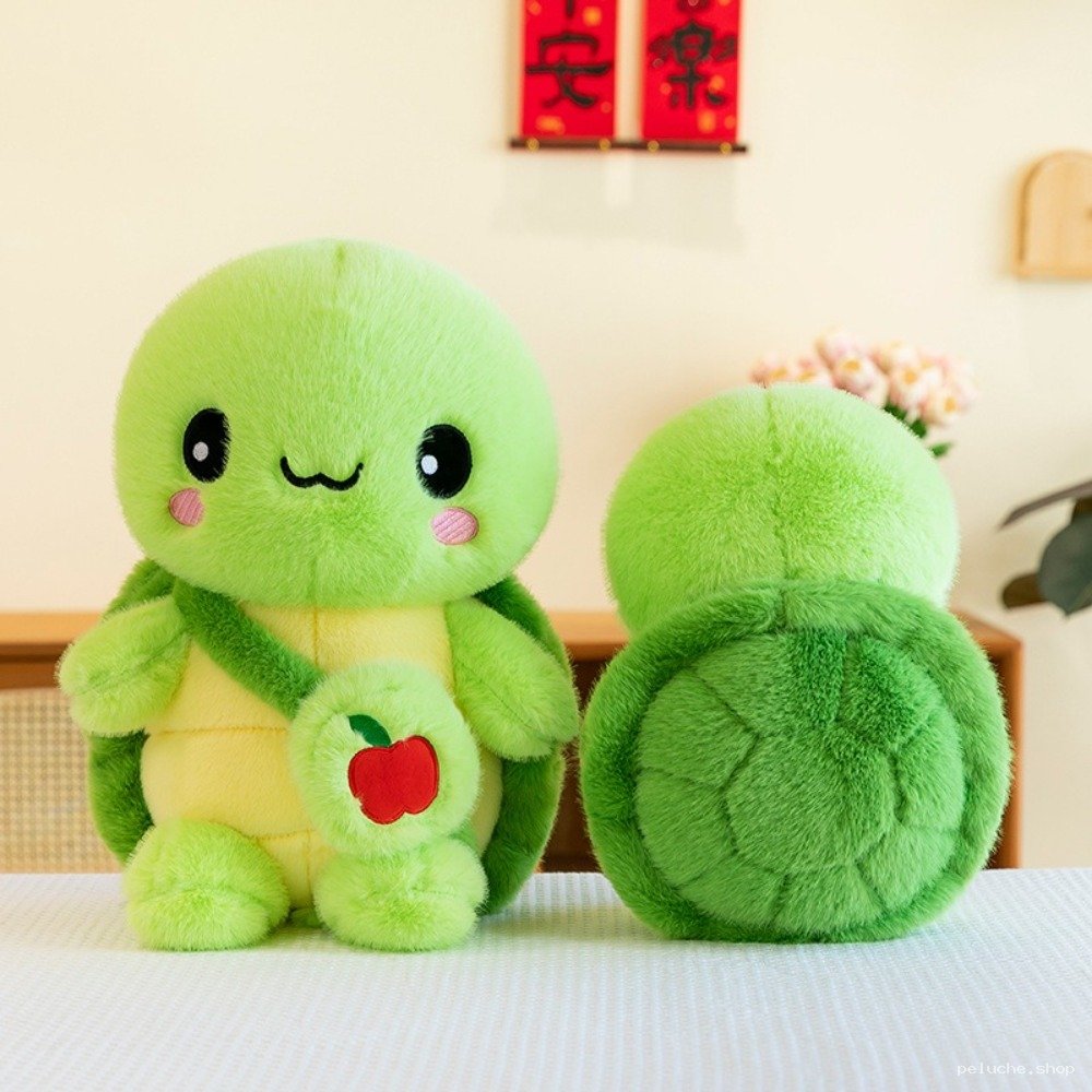 Peluche Tortue Mignonne avec Pomme - Douce et Kawaii