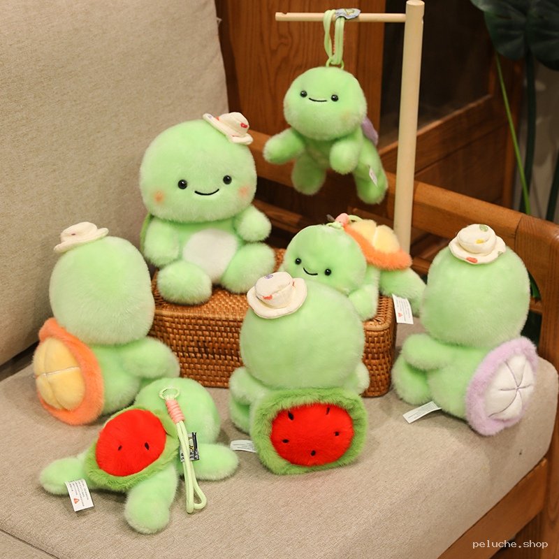 Peluche Tortue Mignonne avec Chapeau & Coquille Fruitée