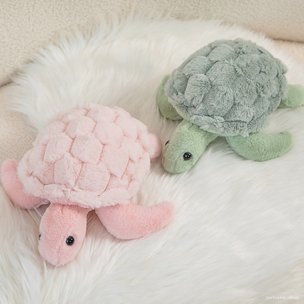 Peluche Tortue Douce | Doudou Bébé & Enfant Rose ou Verte