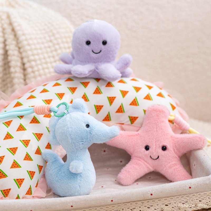 Peluches Marines Adorables : Pieuvre, Hippocampe, Étoile de Mer