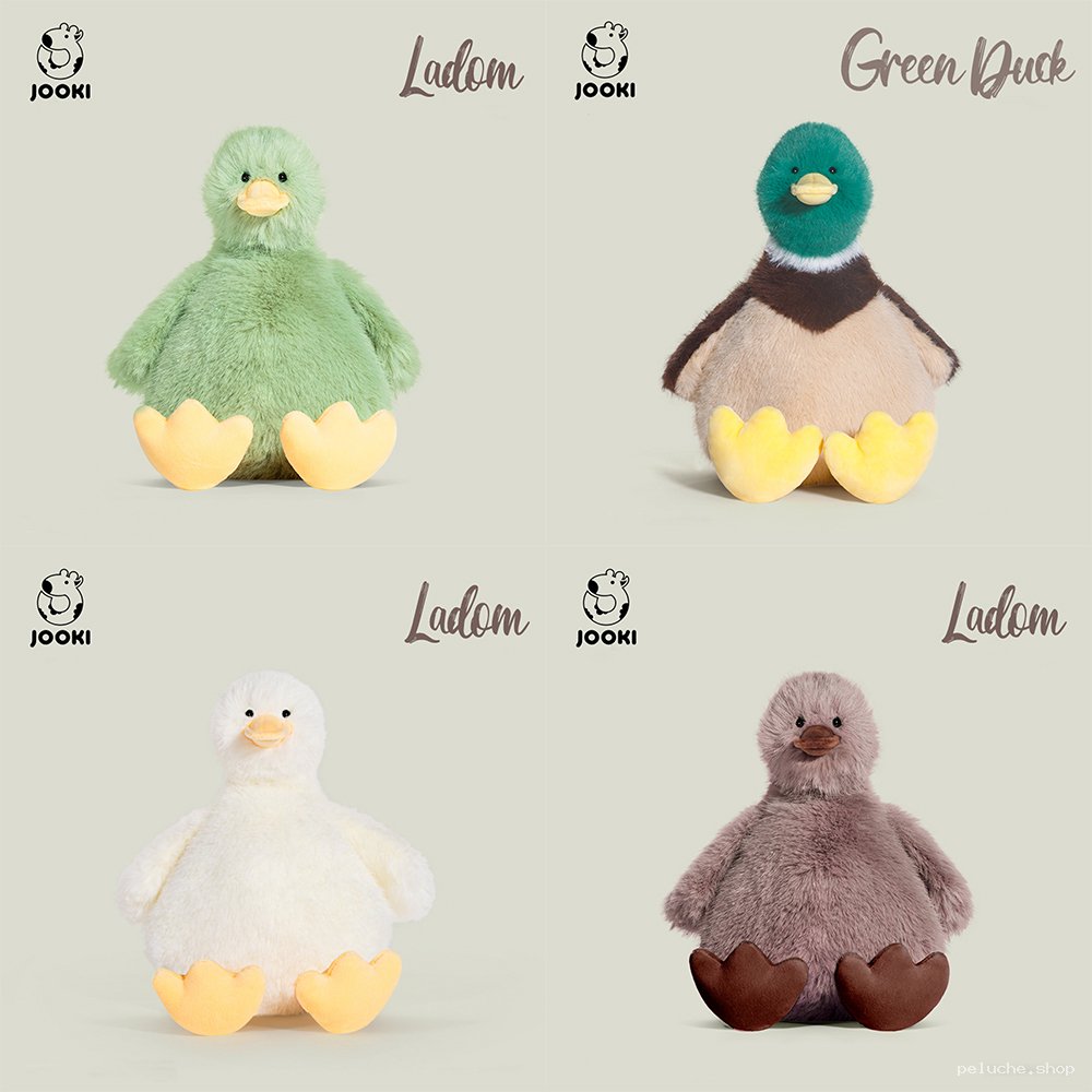 Peluche Canard Doux Jooki Ladom - Variété de Couleurs