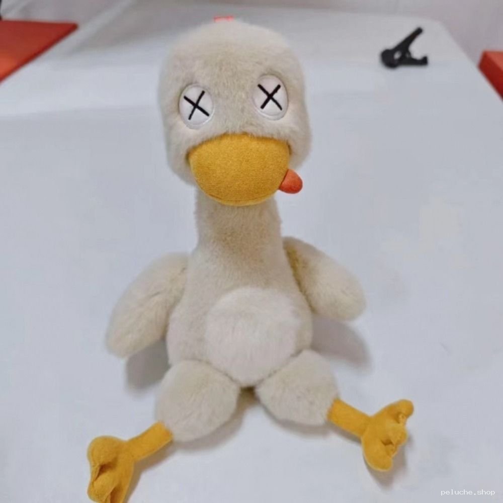 Peluche Canard Blanc Yeux X - Doudou Original et Amusant