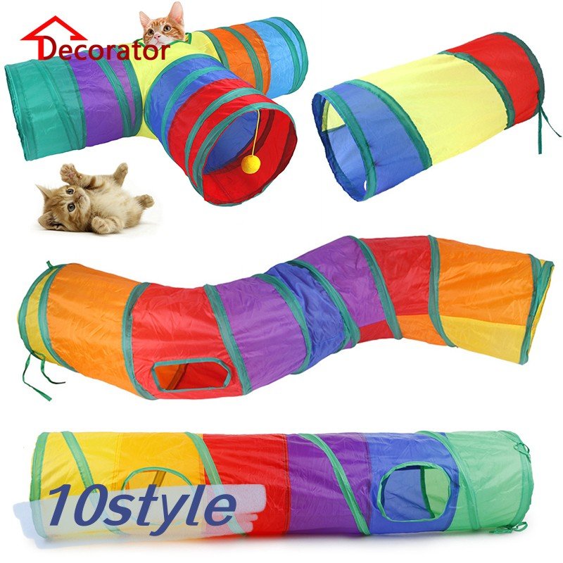 Tunnel de jeu multicolore pour chats - Divertissement assuré