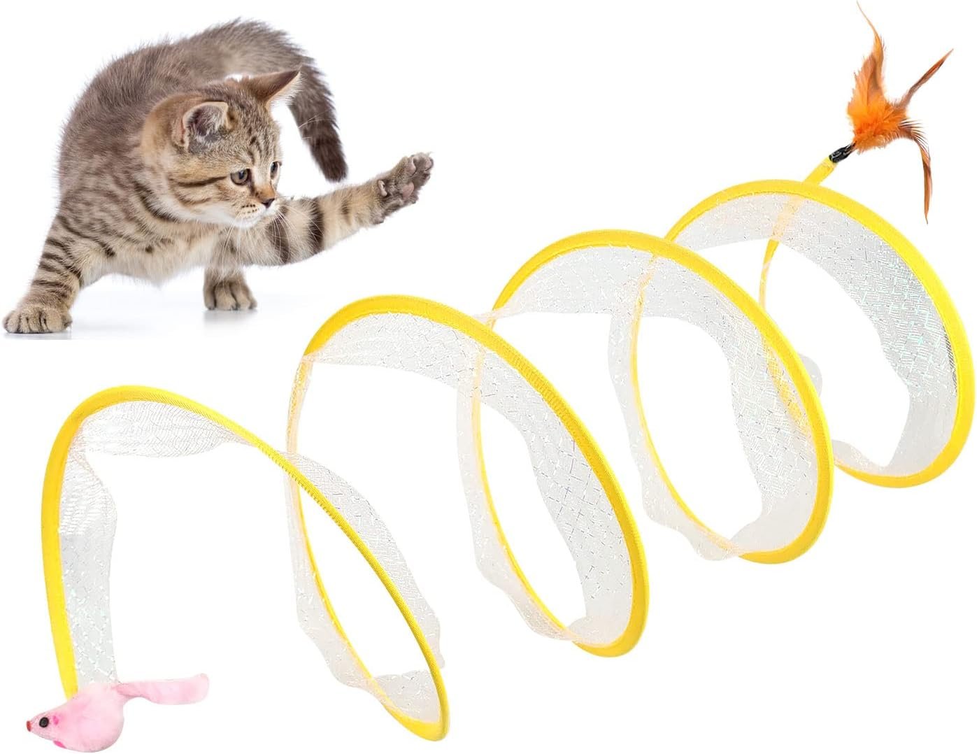 Jouet Spirale Interactif pour Chat avec Plume et Souris