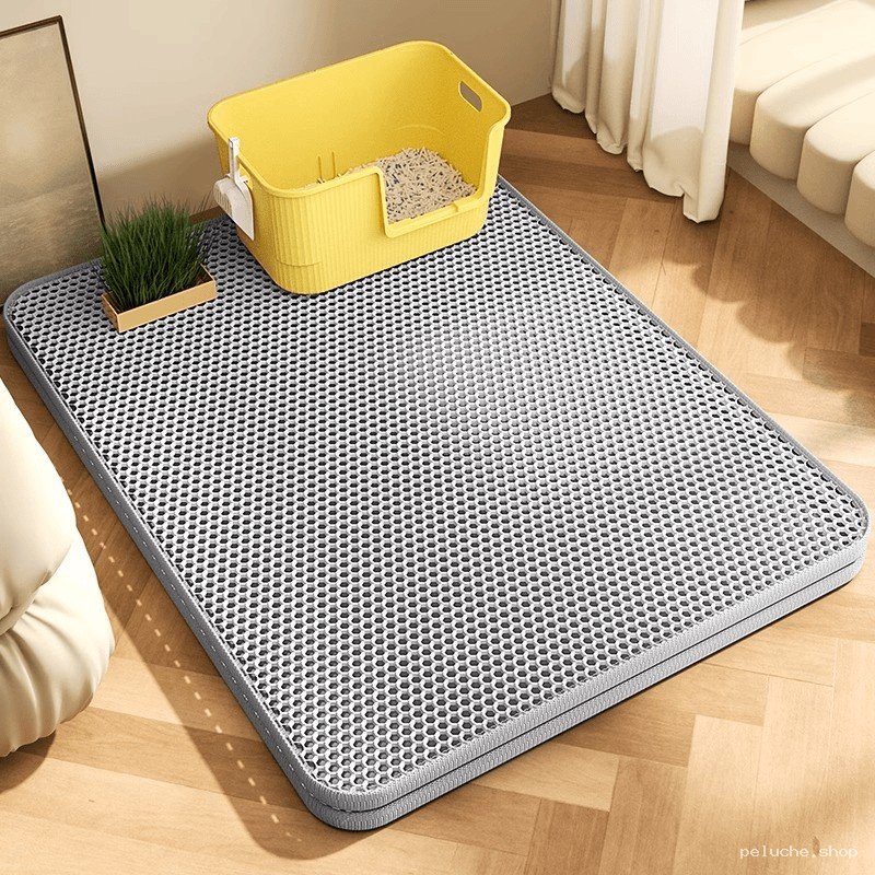 Tapis litière anti-éclaboussures pour chat - Double couche