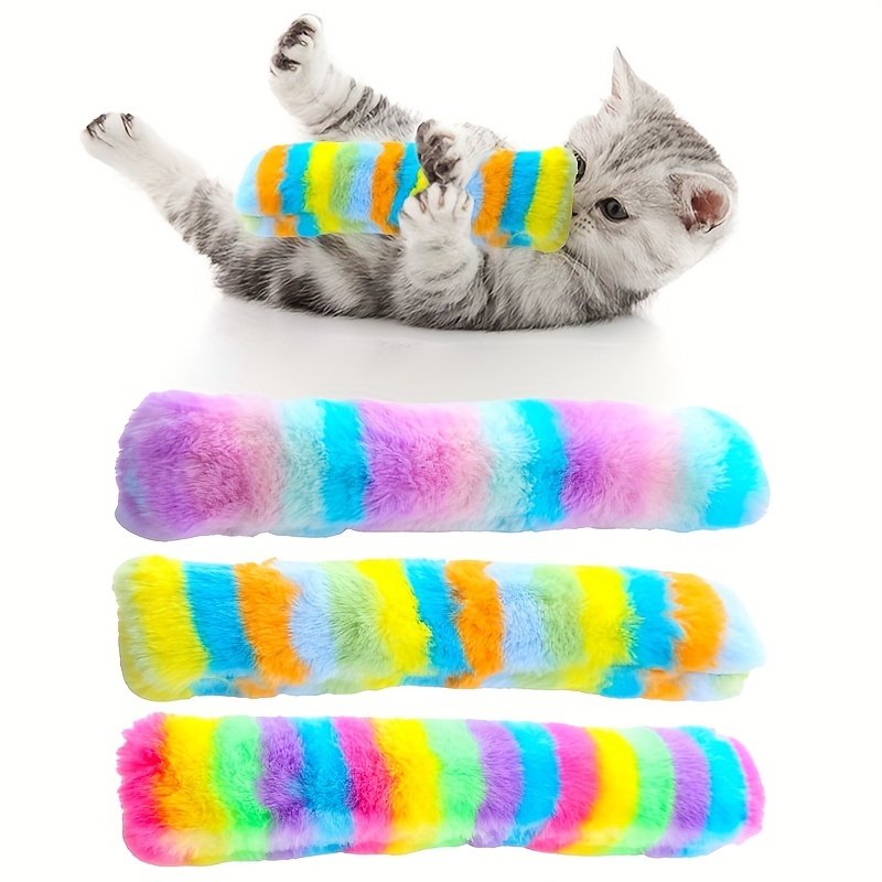 Jouet Kicker Arc-en-ciel en Peluche Douce pour Chats