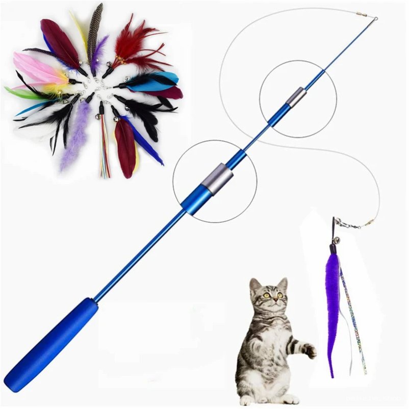 Canne à Chat Rétractable & Plumes Interchangeables pour Chat
