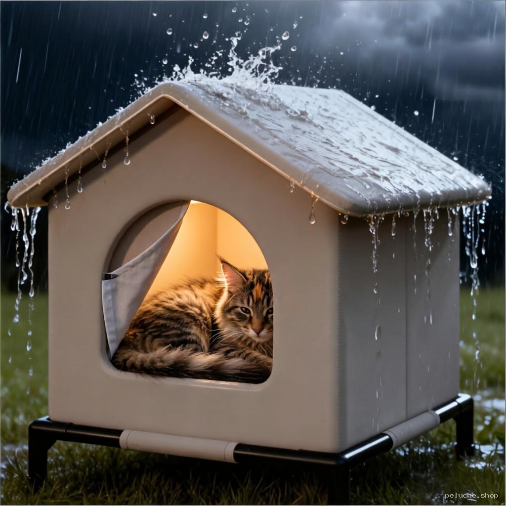 Niche extérieure isolée pour chat | Résistante à la pluie
