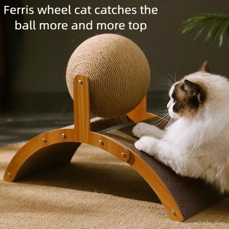 Griffoir Interactif pour Chat : Boule Sisal et Bois Élégant