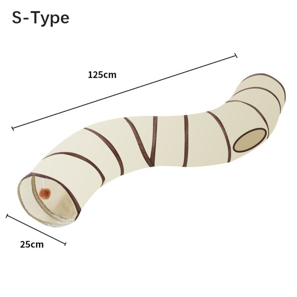 Tunnel de jeu S-Type pour chat - 125cm d'exploration