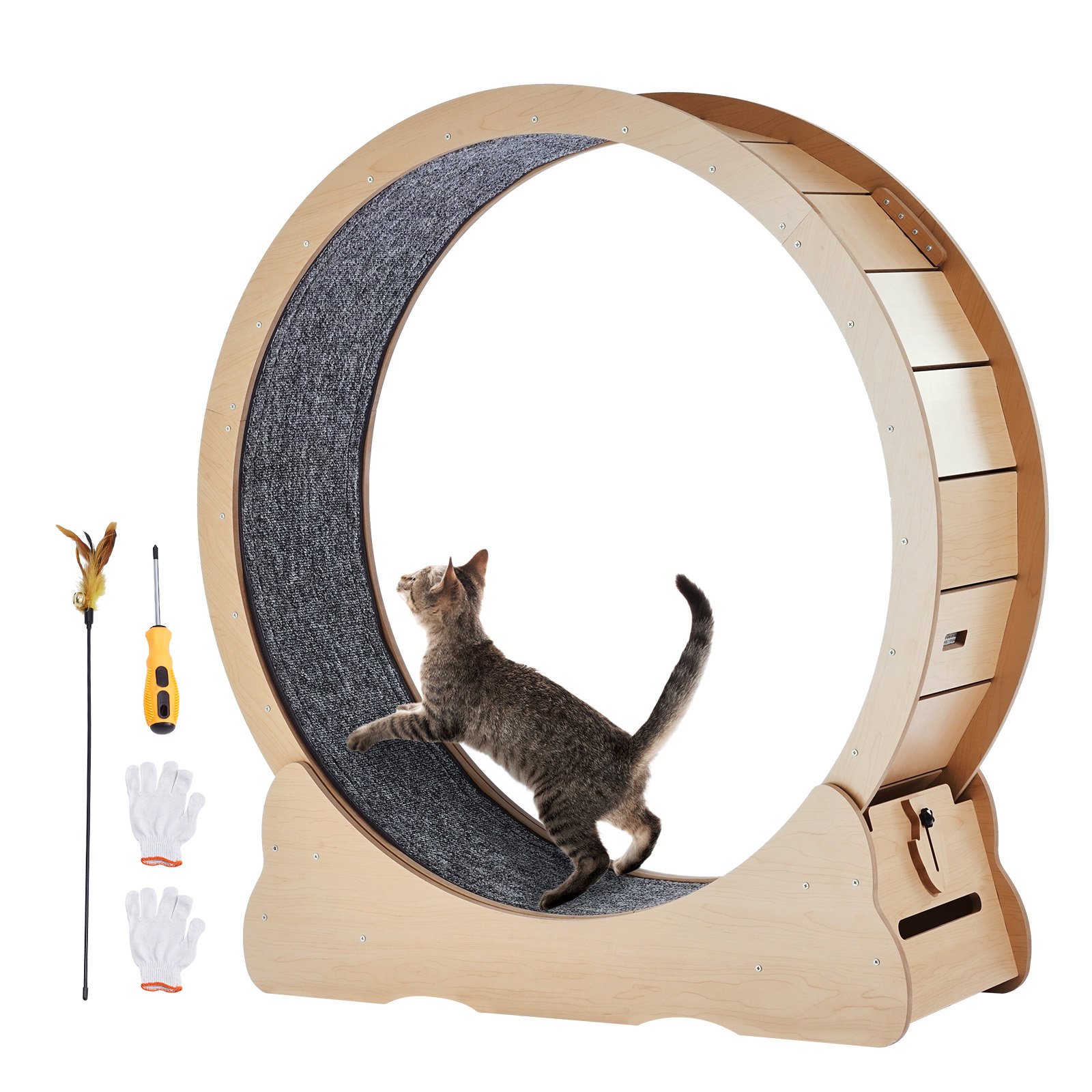 Tapis de course pour chat en bois | Roue d'exercice