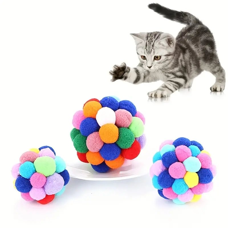 Balles Jouet Chat Pompons Colorés | Divertissement Chaton