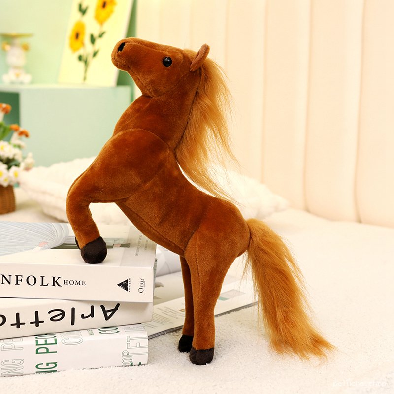 Peluche Cheval Marron Cabré - Jouet Doux et Réaliste