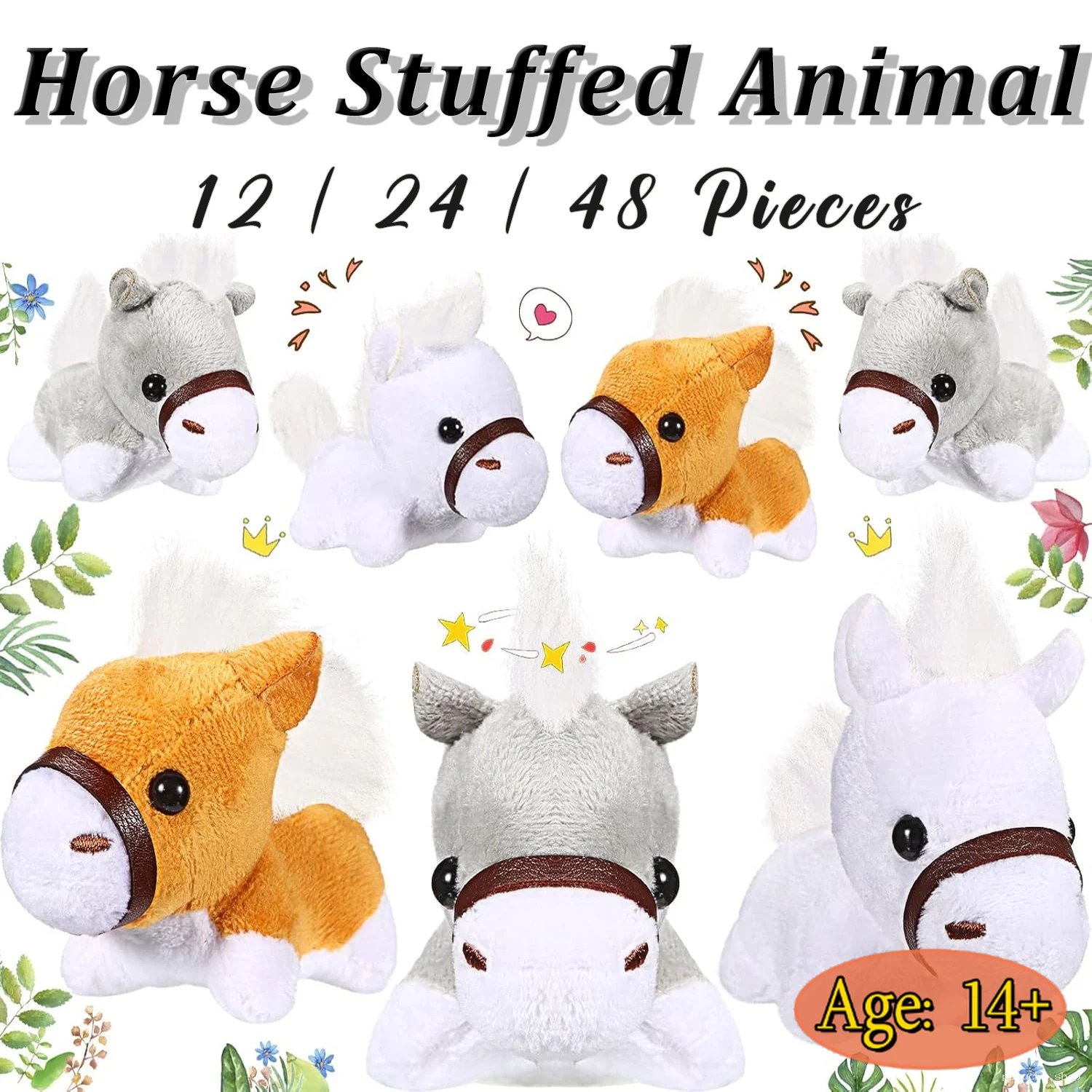 Peluche Cheval Doux | Lots de 12, 24 ou 48 | Age 14+
