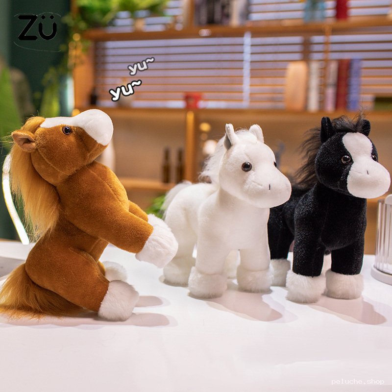D'adorables chevaux en peluche réalistes | Blanc, Marron, Noir