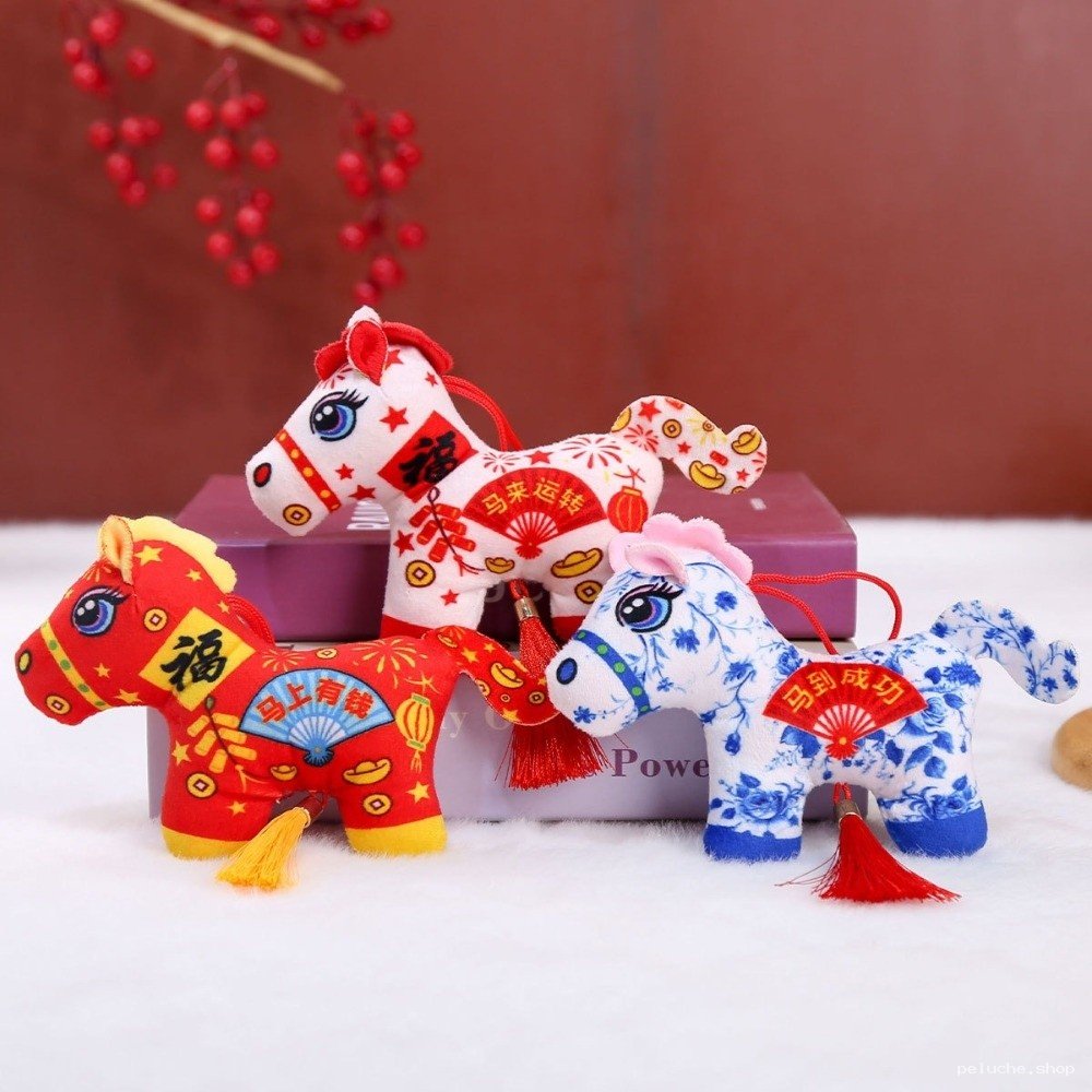 Peluche Cheval Chinois Porte-Bonheur | Décoration Festive