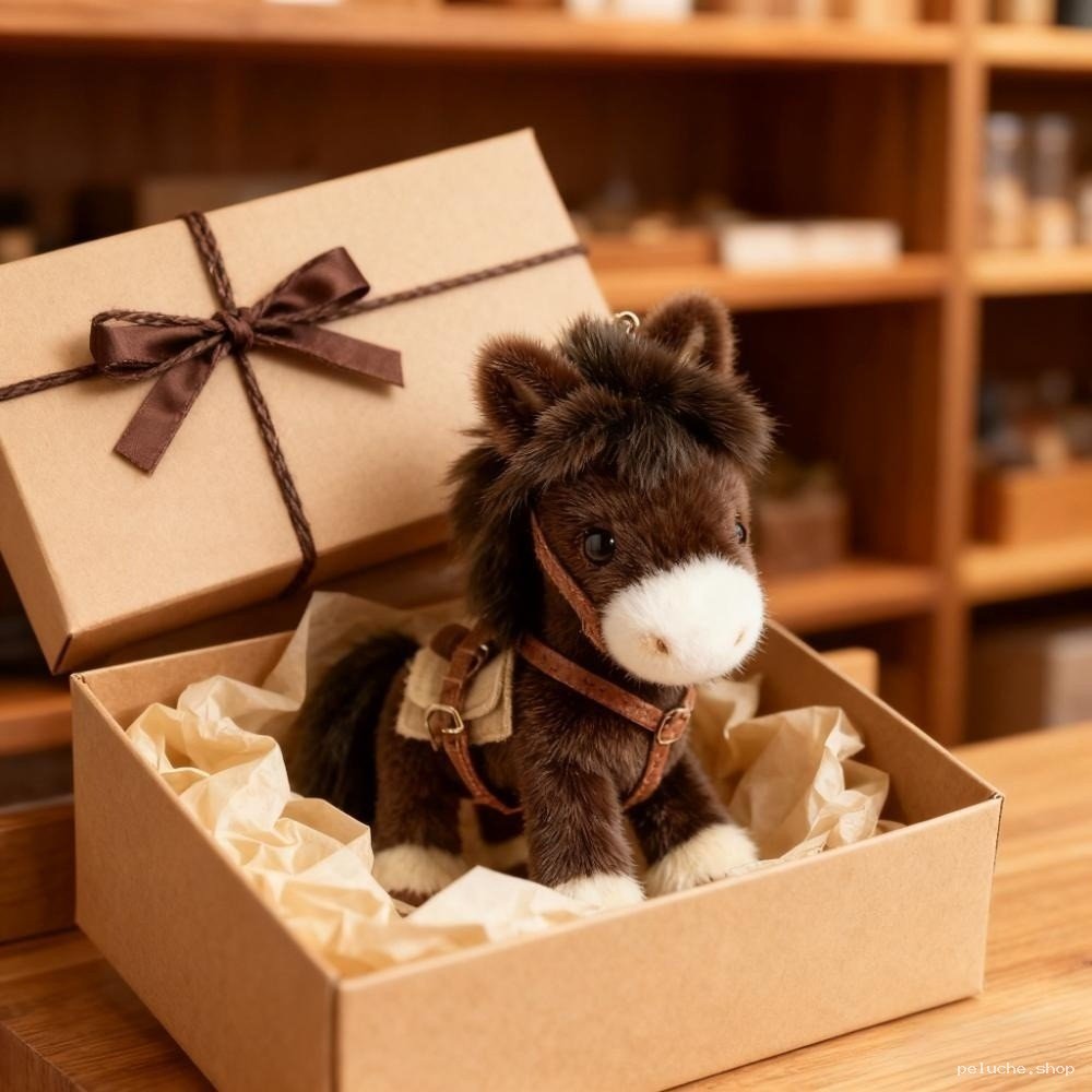 Poney en Peluche Brun avec Selle et Harnais | Cadeau Unique
