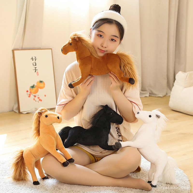 Peluche Cheval Réaliste Douce | Jouet Enfant & Collection