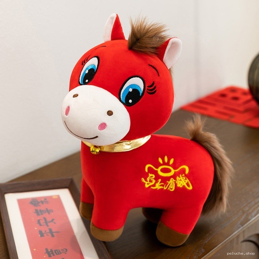 Peluche Cheval Rouge Porte-Bonheur - Décoration Fête Chinoise
