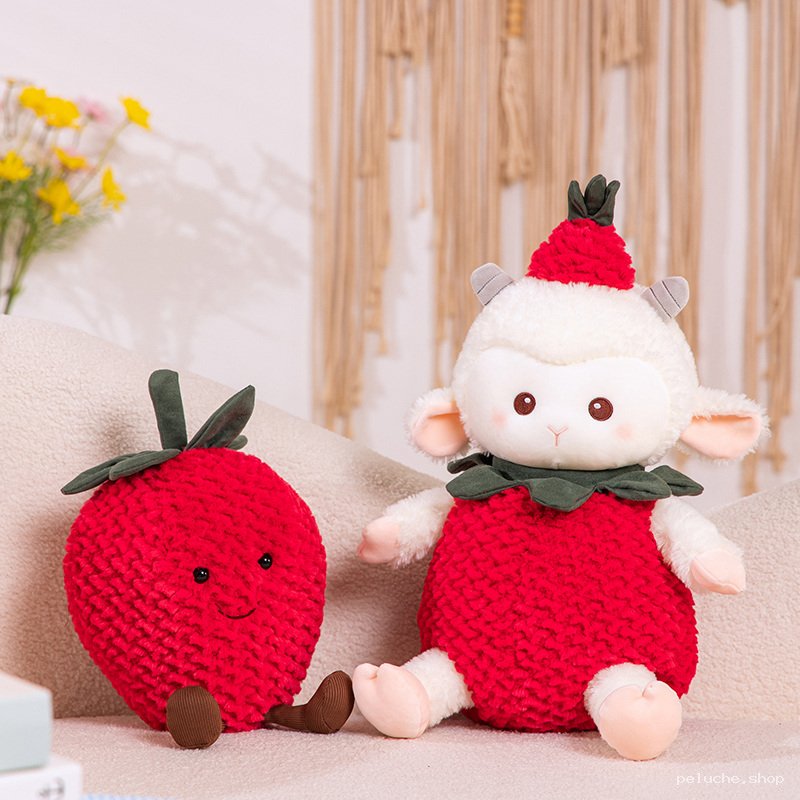 Peluche Mouton Fraise & Coussin Fraise | Jouets Doux