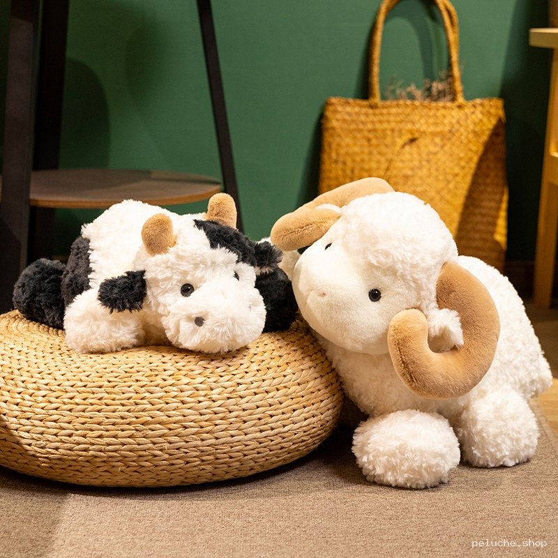 Peluche Vache et Bélier Doux | Animaux de la Ferme Câlins