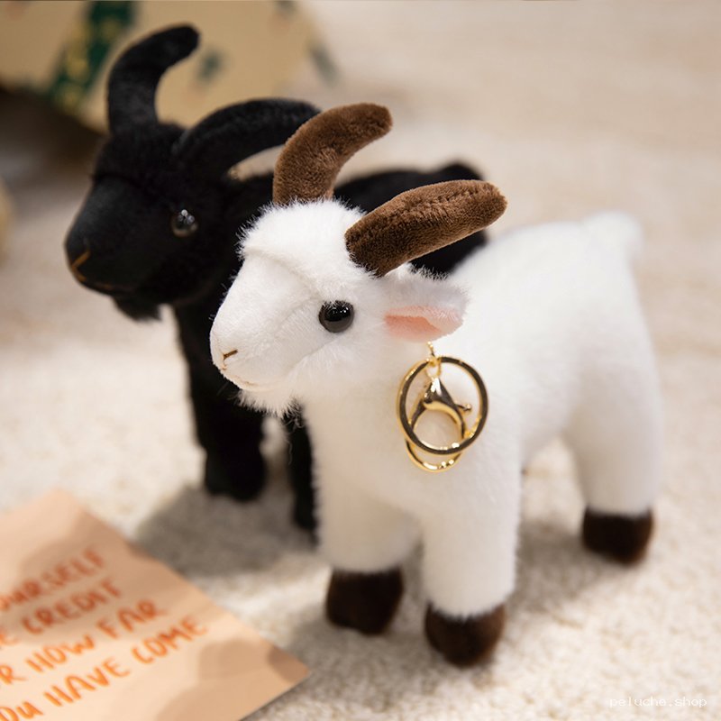 Peluche Chèvre Mignonne Blanche & Noire | Porte-clés Doux