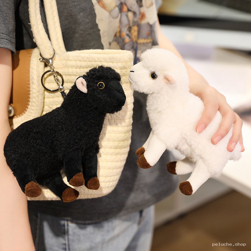 Adorables Peluches Mouton Noir et Blanc | Doudou Agneau Doux