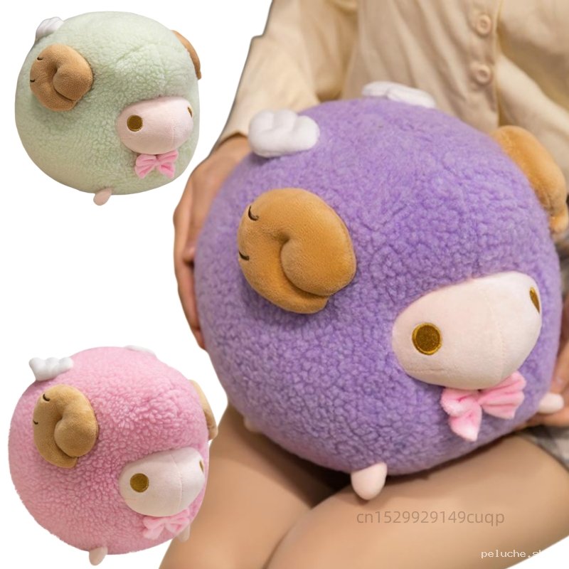 Peluche Mouton Agneau Rond Doux - Violet, Vert, Rose