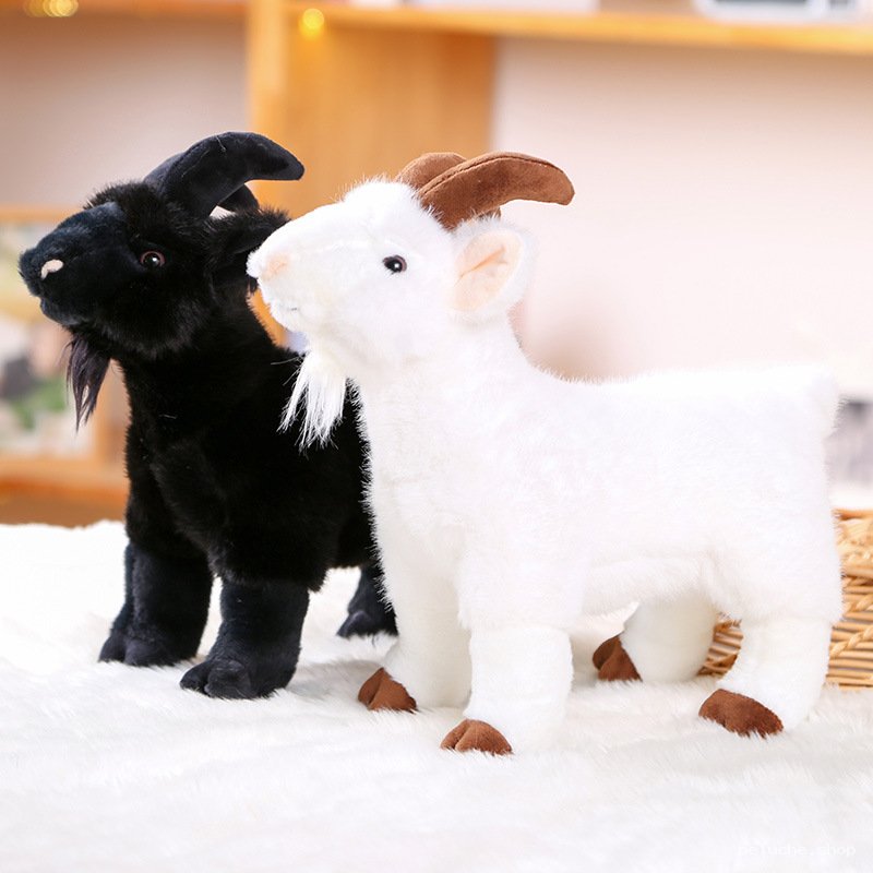 Peluches Chèvres Réalistes Noir & Blanc - Doudou Doux Enfant