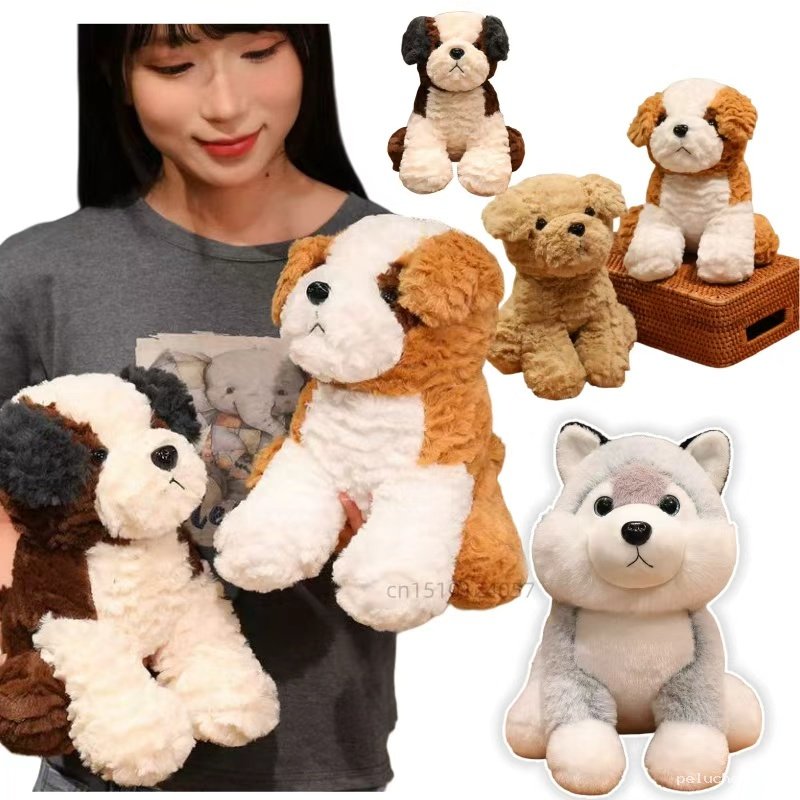 Peluche chien douce - St Bernard, Husky, Golden | Cadeau enfant